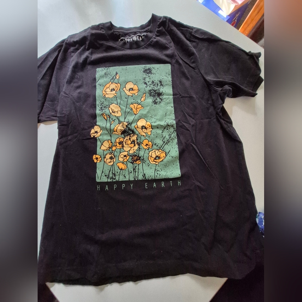 Happy Earth Black T-Shirt